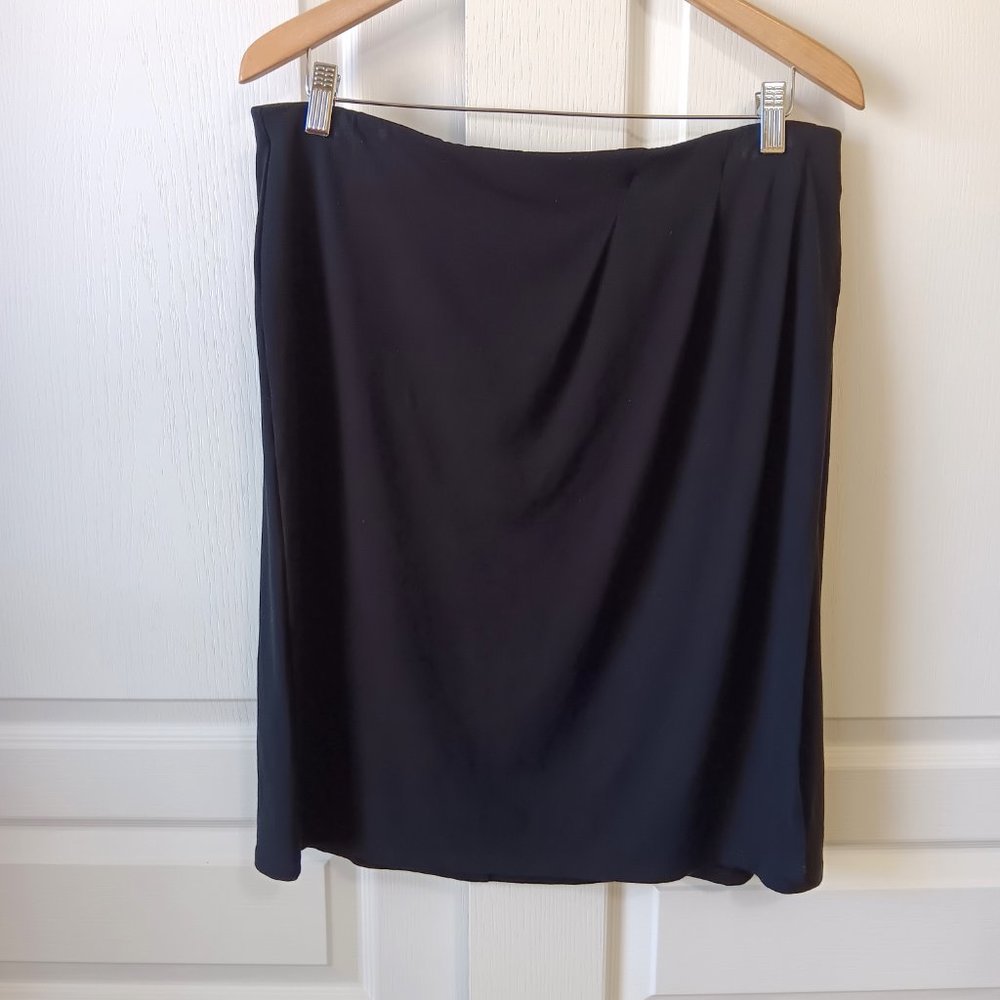 J. Jill Wearever Collection Women's Black Faux Wrap Straight Knit Skirt Size M